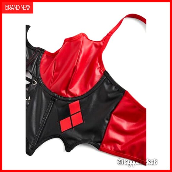 Gothic Faux Leather Lace Up Crop Cami Top Punk Grunge Asymmetrical Hem - Picture 4 of 4